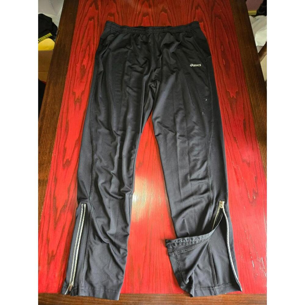 ASICS Cabrillo Track Pants XL Black Zip Ankle Relaxed Fit Athletic Joggers